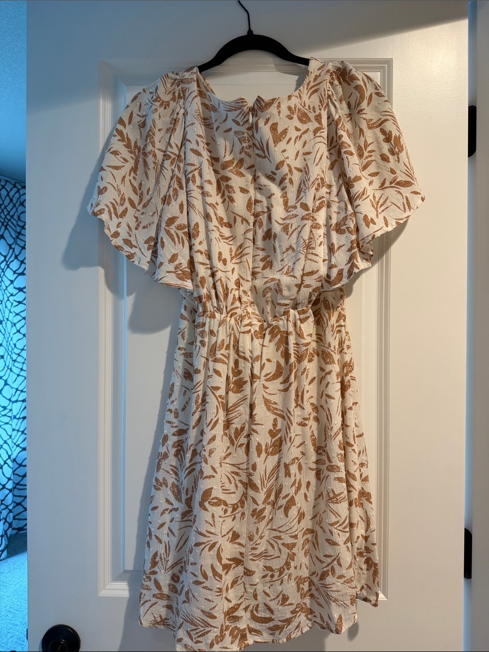 Gilli Cream Mini Dress with Brown Leaf Print - Picture 4 of 4